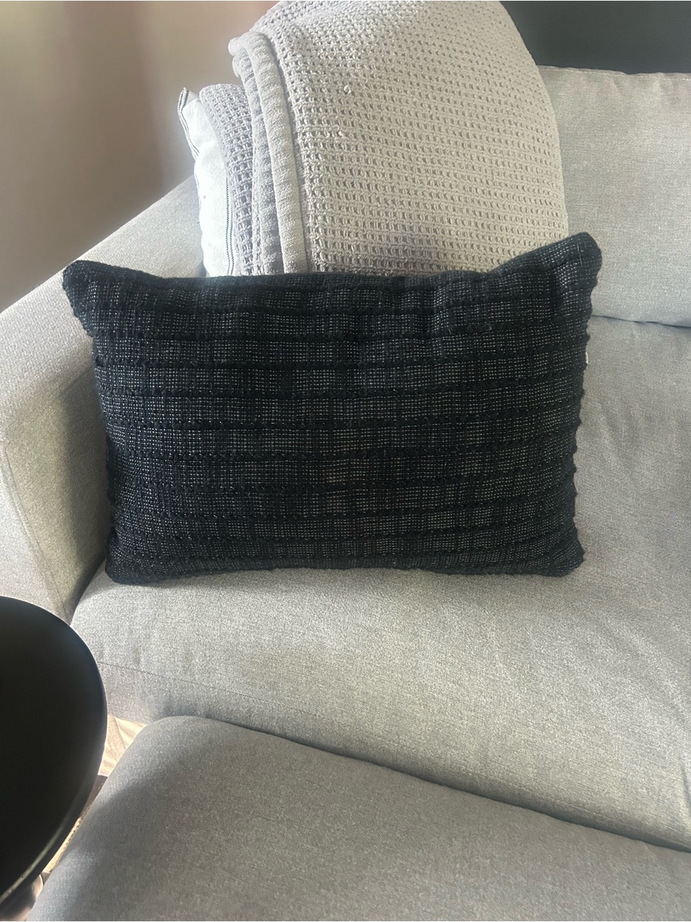 Threshold Black Woven Lumbar Accent Pillow